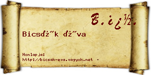 Bicsák Éva névjegykártya