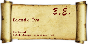Bicsák Éva névjegykártya